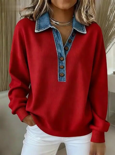 Women'S Casual Color-Blocked Sweatshirt