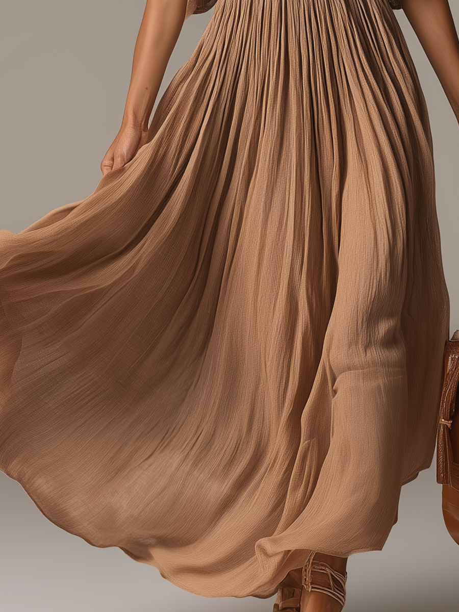Elegant Beaded V-Neck Flowing Maxi Dress