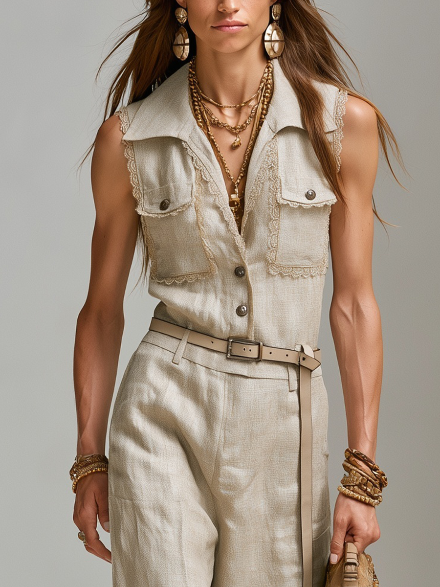Natural Ivory Linen Jumpsuit