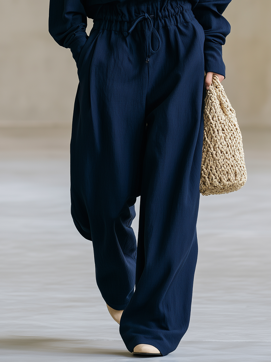 Relaxed Minimal Textured Cotton Two-Piece Set