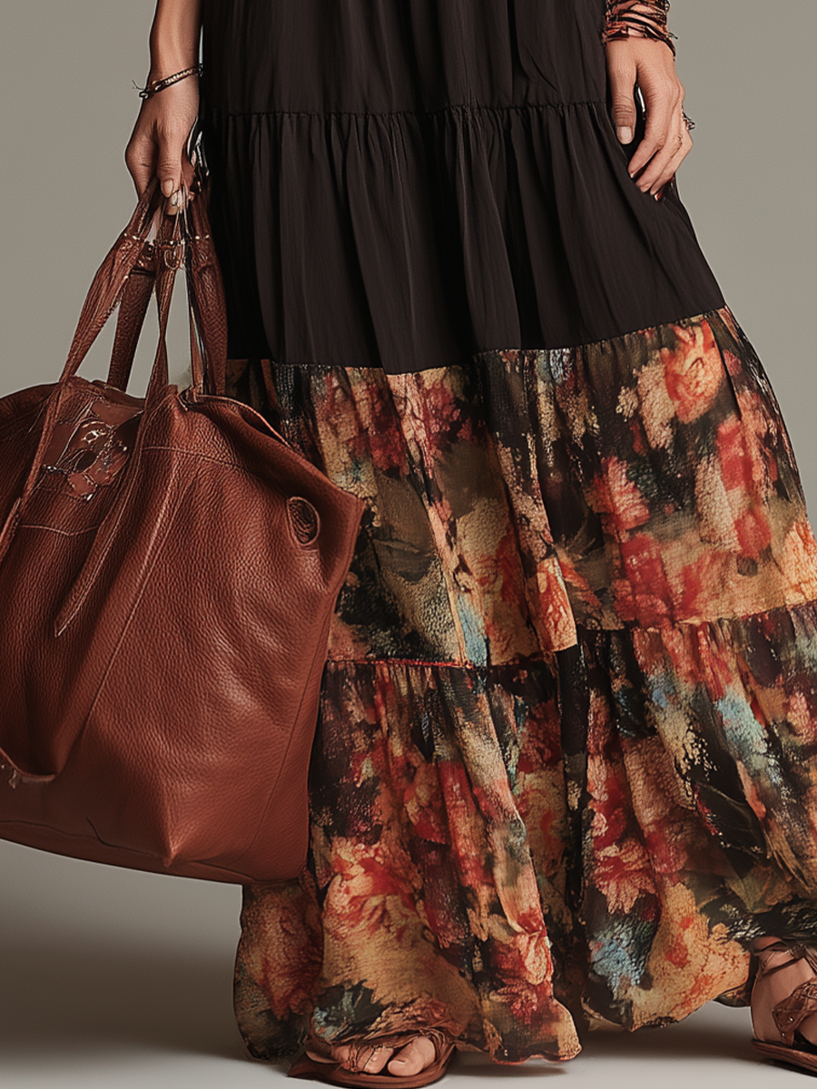 Bohemian Smocked Halter Maxi Dress