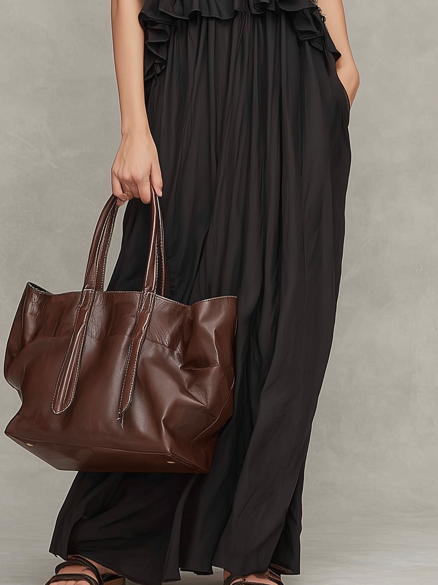 Romantic Ruffled Strap Maxi Dress
