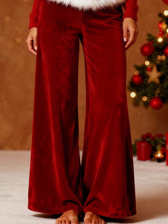 Women's Christmas Contrast Loose Pants