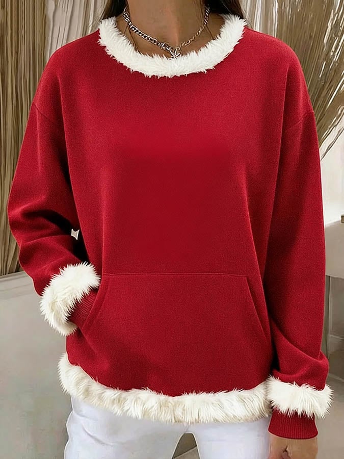 Women's Casual Christmas Stitching Contrast Color Top