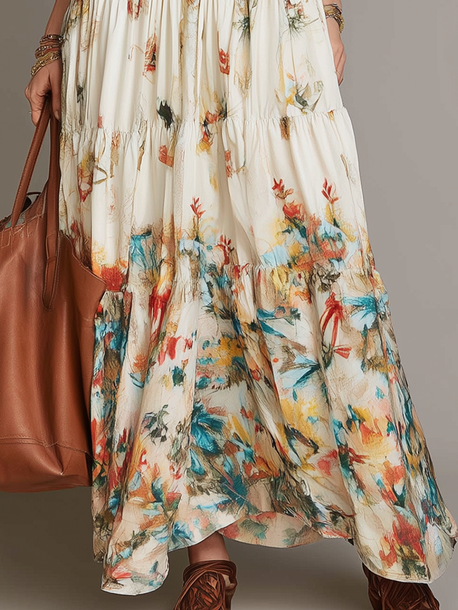 Soft Floral Tiered Maxi Dress