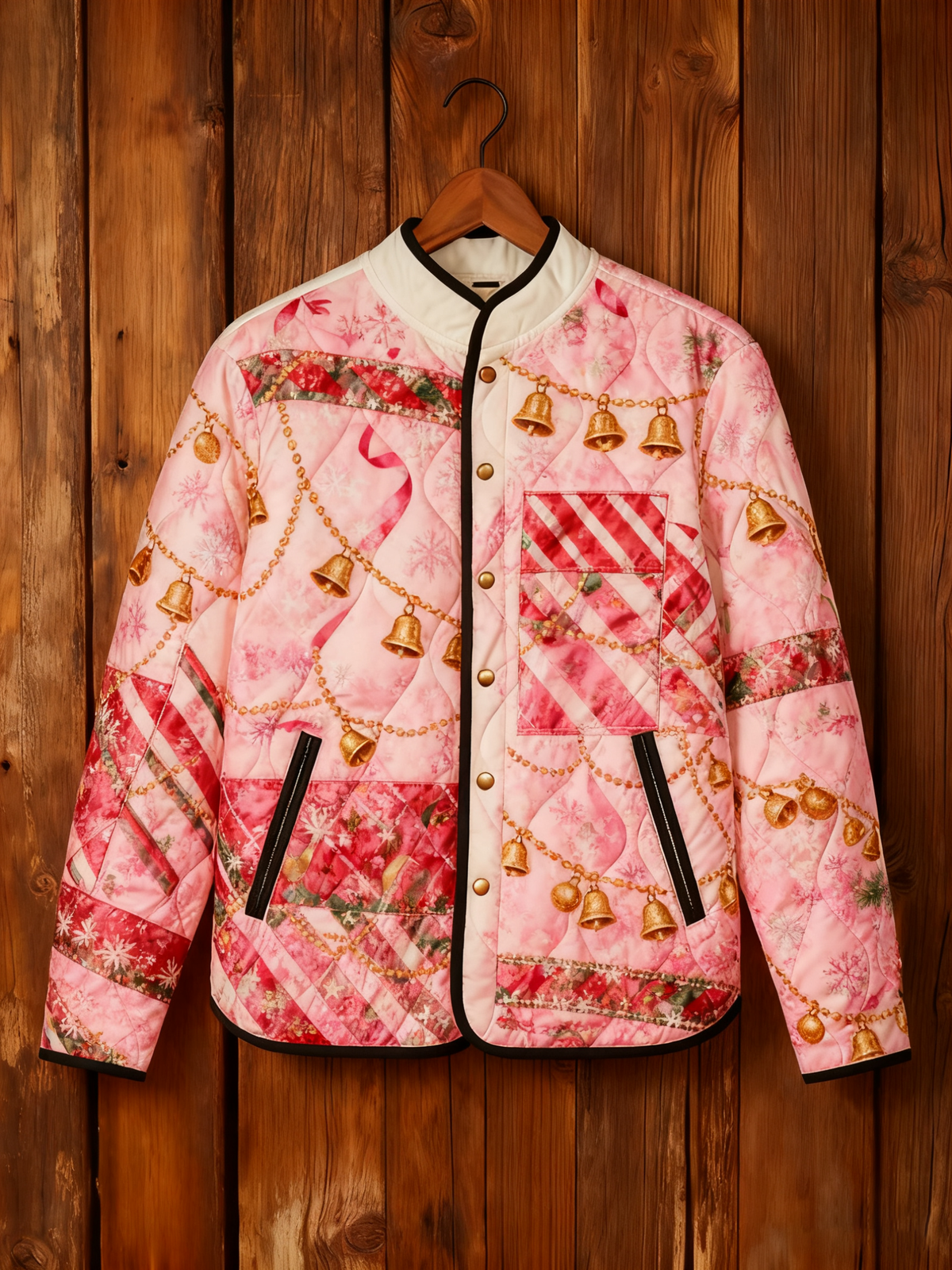 Women's Christmas Patchwork Printed Quilted Shell Jacket