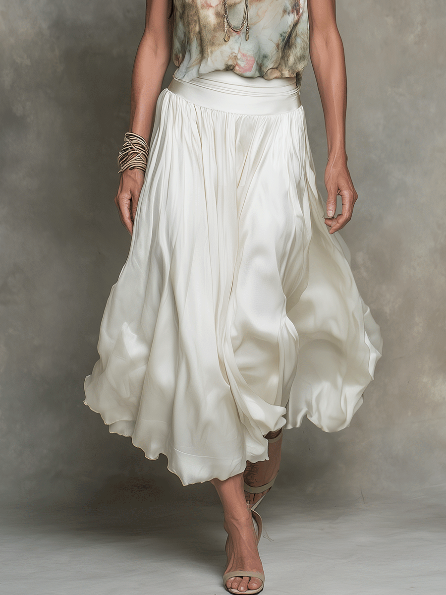 Bohemian Floral Halter Top & Flowing Midi Skirt Set