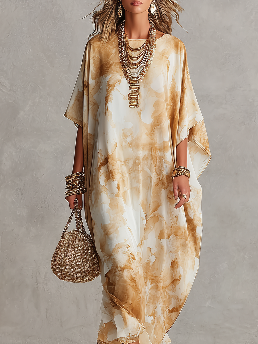 Bohemian Style Marble Patterned Maxi Dress