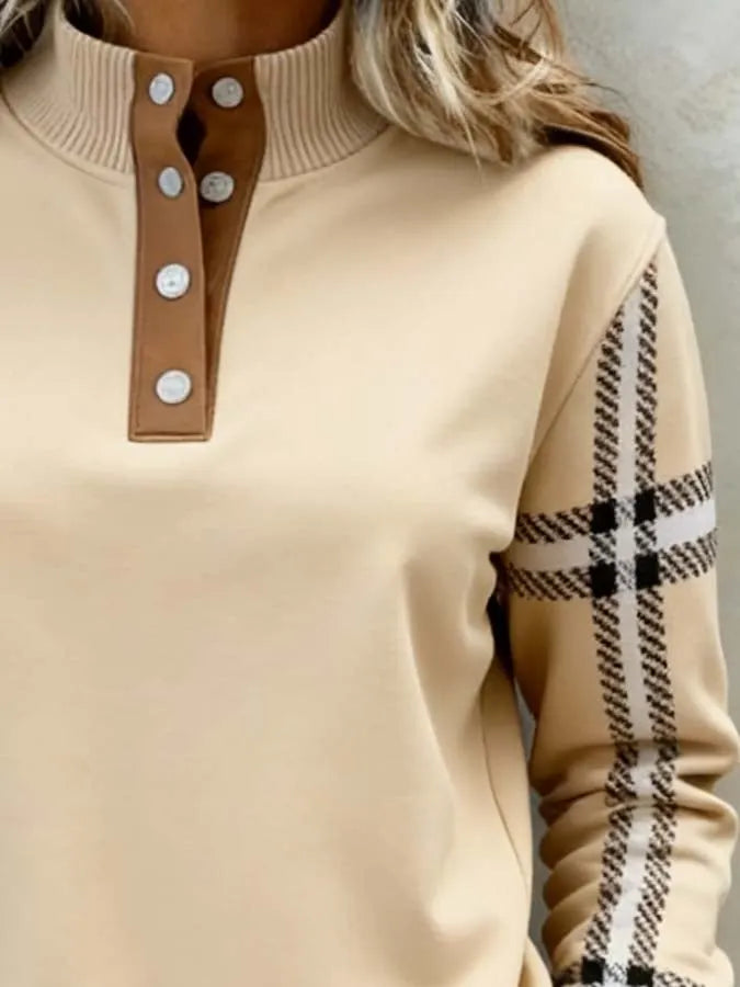 Women'S Casual Color-Blocked Pullover Sweatshirt