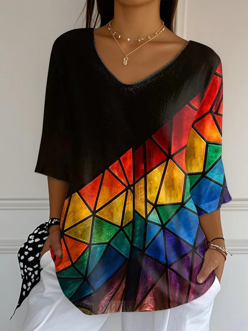 Women's Gay Patchwork Art Printed T-Shirt