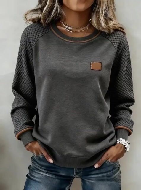 Women'S Casual Color-Blocked Pullover Sweatshirt