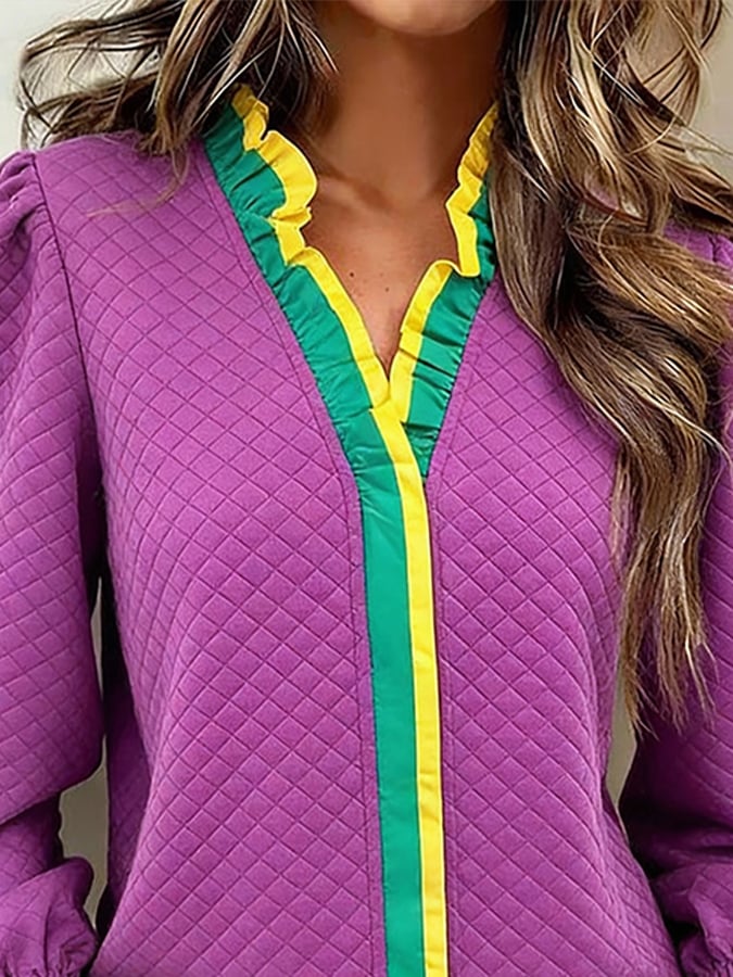 Women's Carnival V-neck Color-block Patchwork Top