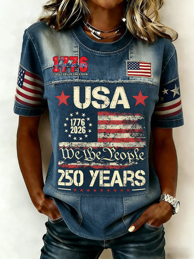 Women's 250th Anniversary American Art Print Casual T-Shirt