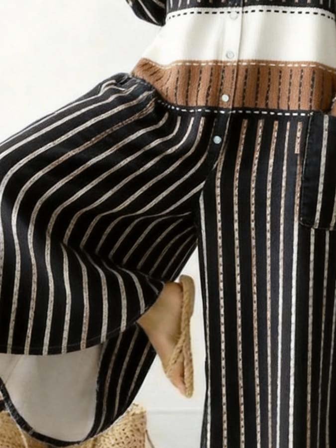 Women'S Casual Striped Color-Block Printed Jumpsuit