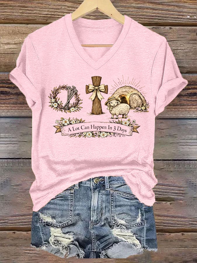 Women's A Lot Can Happen In 3 Days Printed Casual T-Shirt
