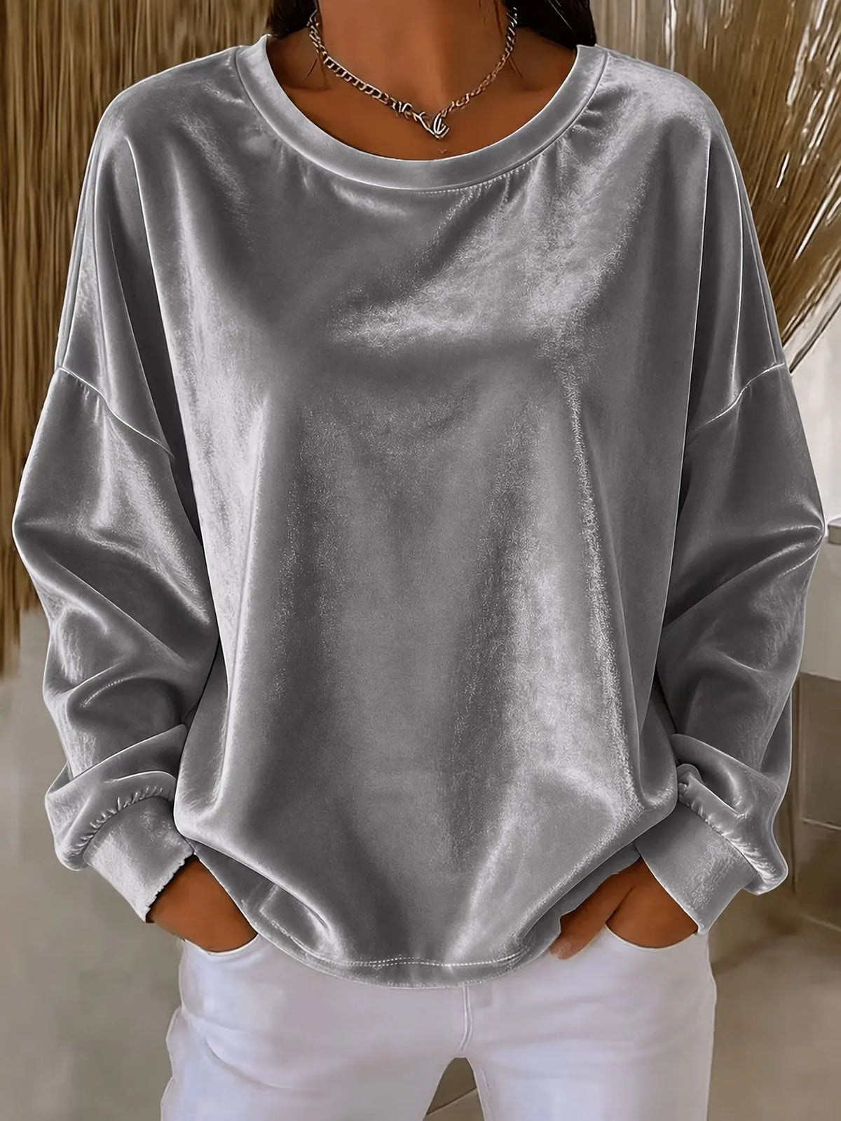 Women's Velvet Crew-Neck Top
