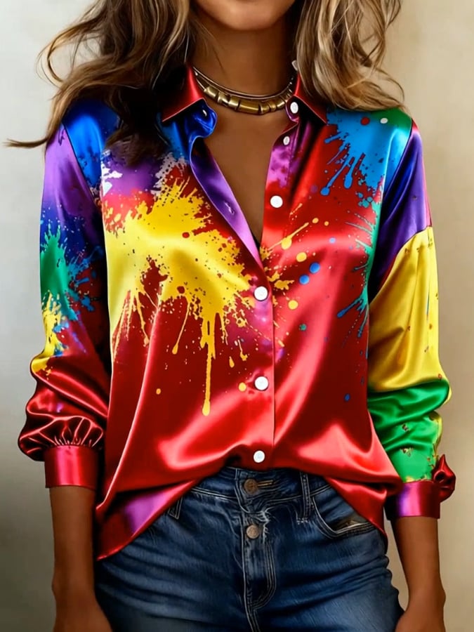 Women's Cologne Carnival Lapel Long-Sleeved Shirt