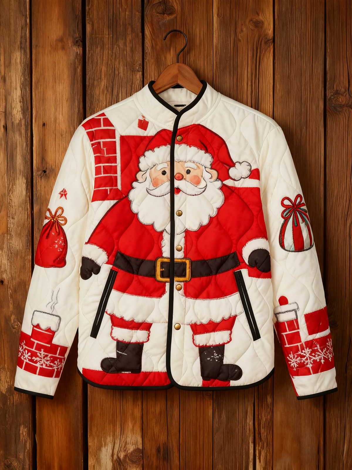 Women's Christmas Patchwork Printed Quilted Shell Jacket