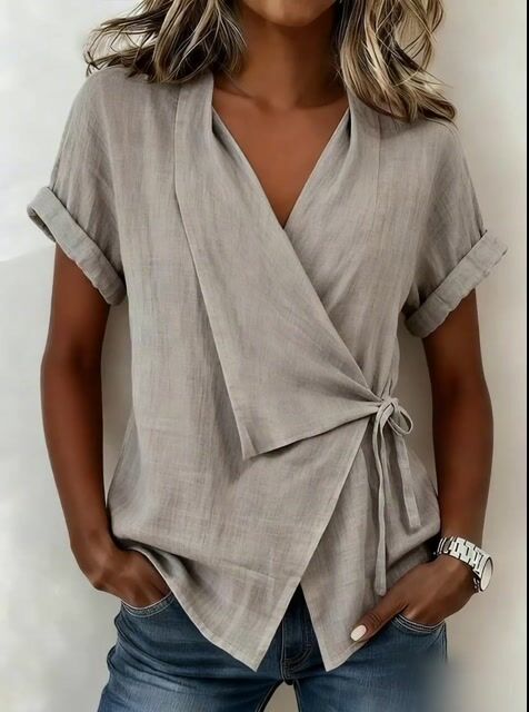 Women'S Casual Solid Short-Sleeved Top