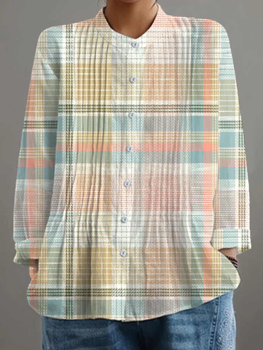 Women's Geometric Art Print Pleated Design Shirt