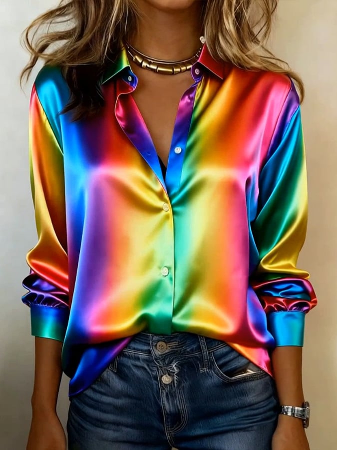 Women's Cologne Carnival Lapel Long-Sleeved Shirt