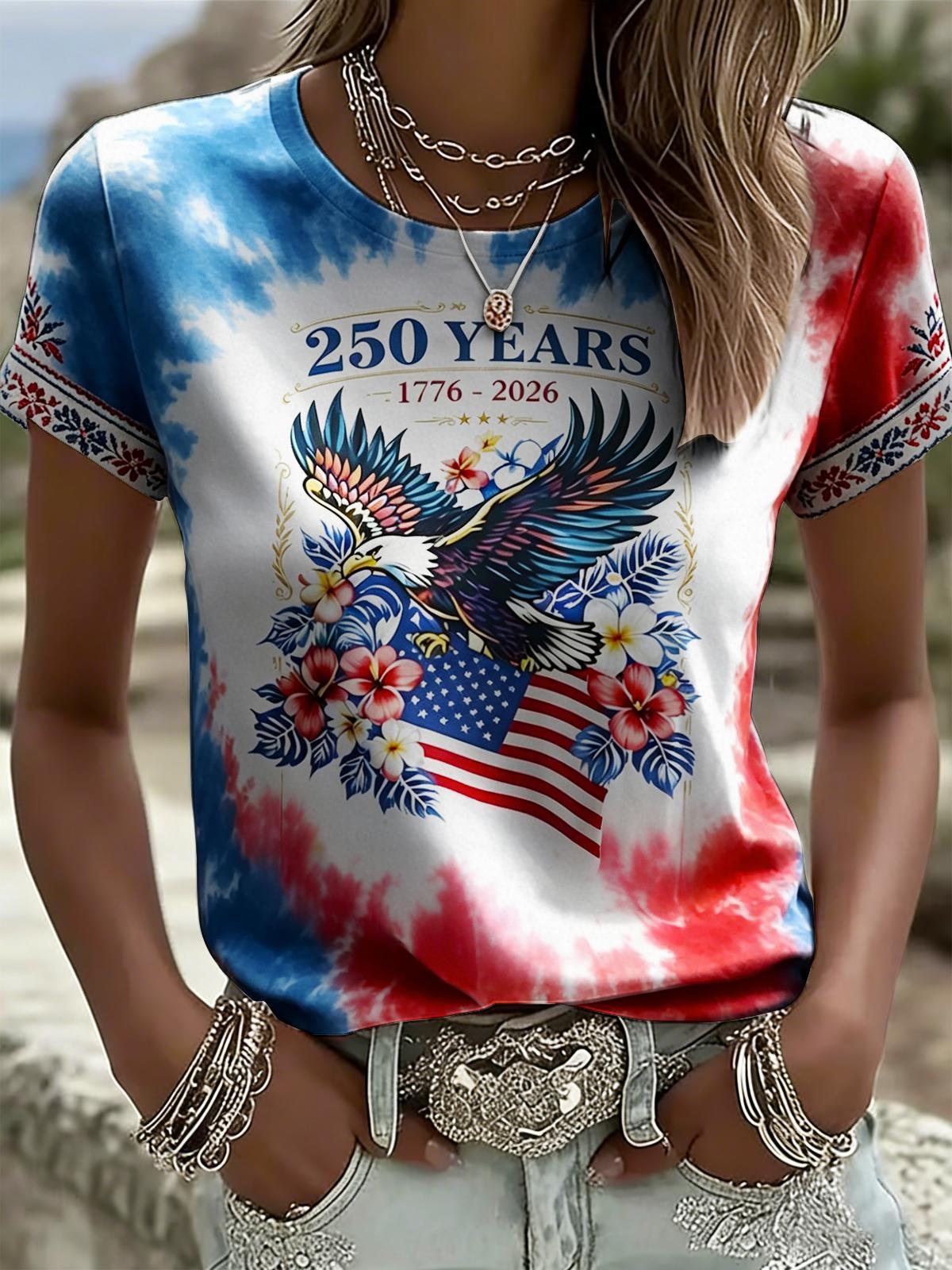 250 Anniversary American Eagle Tie-Dye Women's Crewneck Short-sleeved T-shirt
