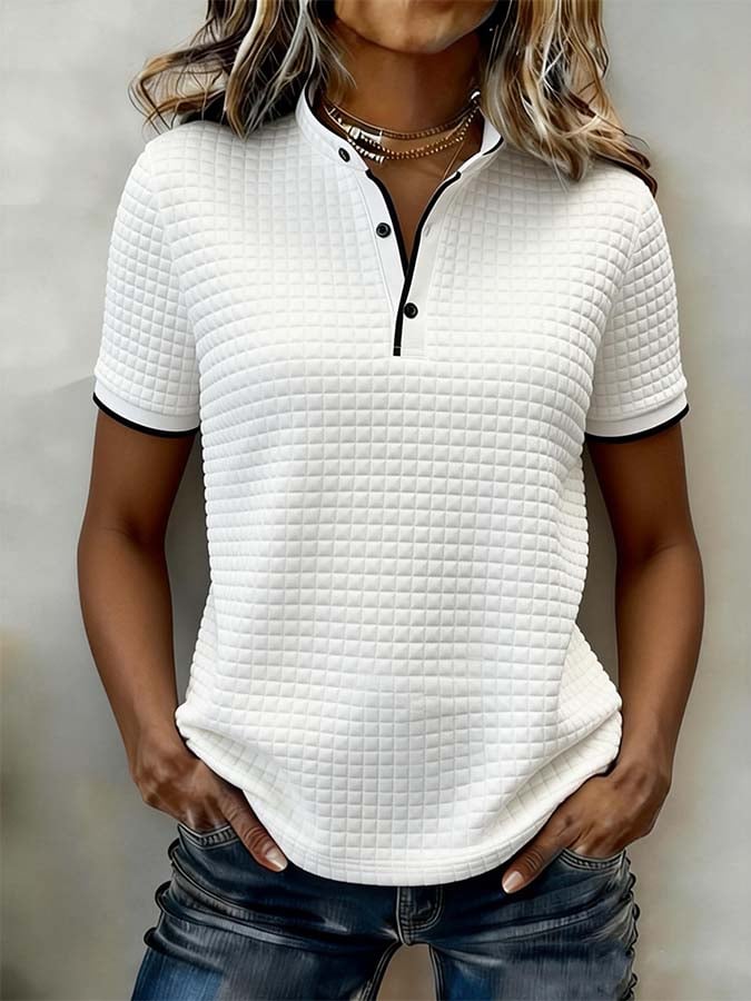 Women'S Casual Color-Block Patchwork Top