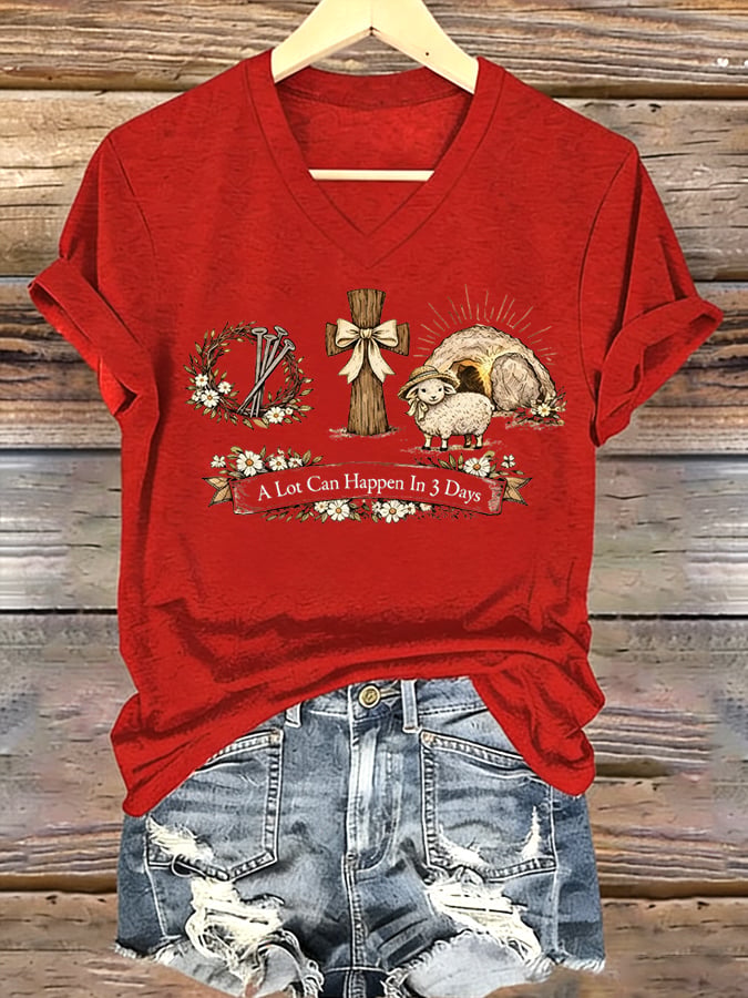 Women's A Lot Can Happen In 3 Days Printed Casual T-Shirt