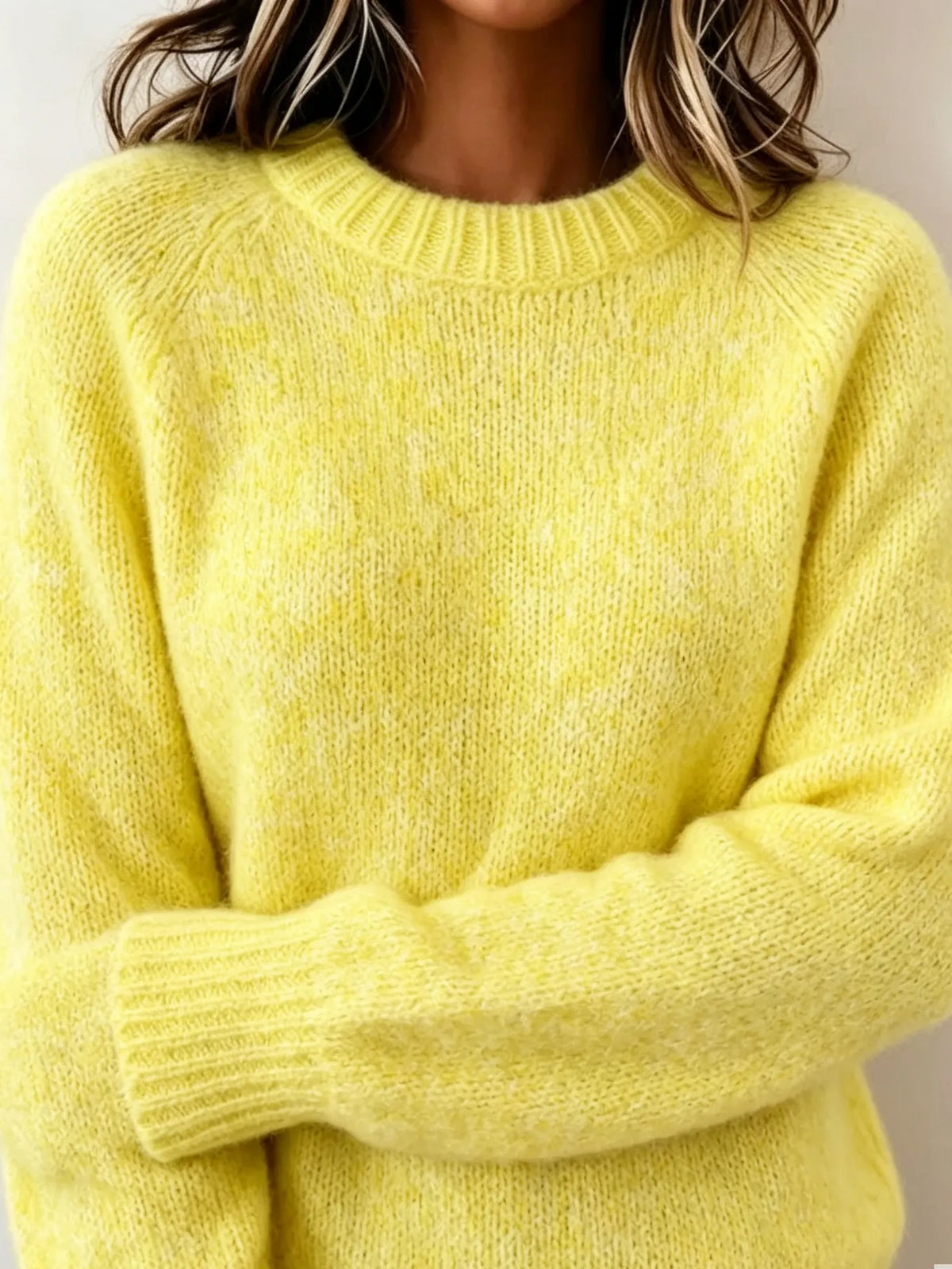 Minimalist Cozy Crew Neck Solid Color Pullover Sweater