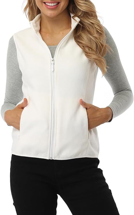 Women's Solid Fleece Full-Zip Stand Collar Vest