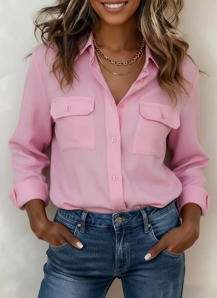 Women's Casual Collared Button-Up Shirt