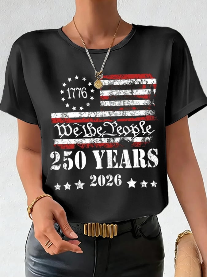 Women's 250th Anniversary National Flag Print Casual T-Shirt