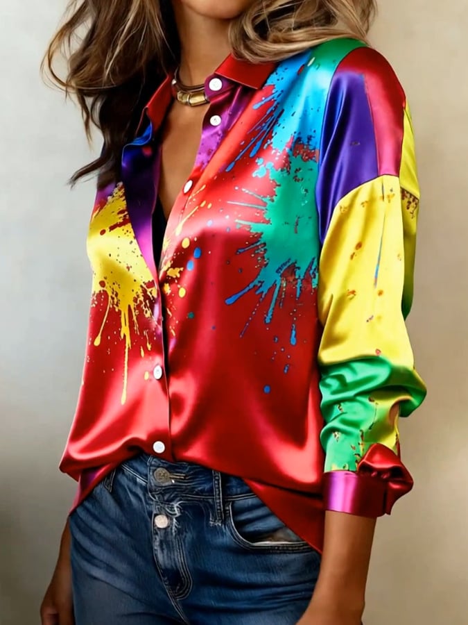 Women's Cologne Carnival Lapel Long-Sleeved Shirt