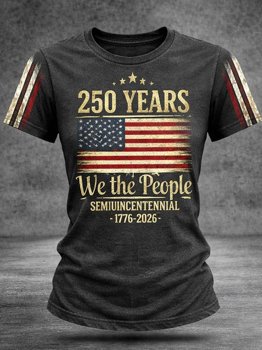 Women's Casual American 250th Anniversary Print T-shirt