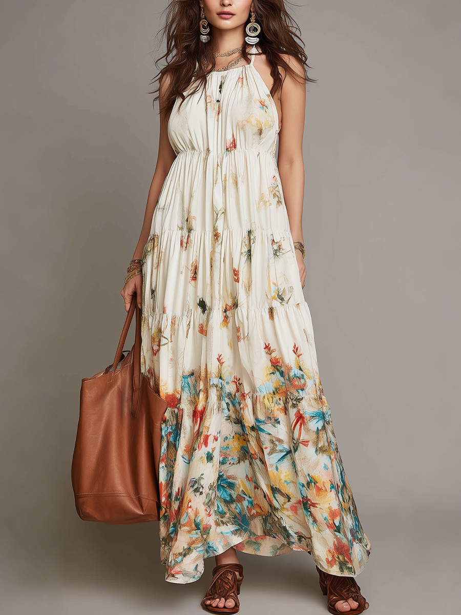 Soft Floral Tiered Maxi Dress