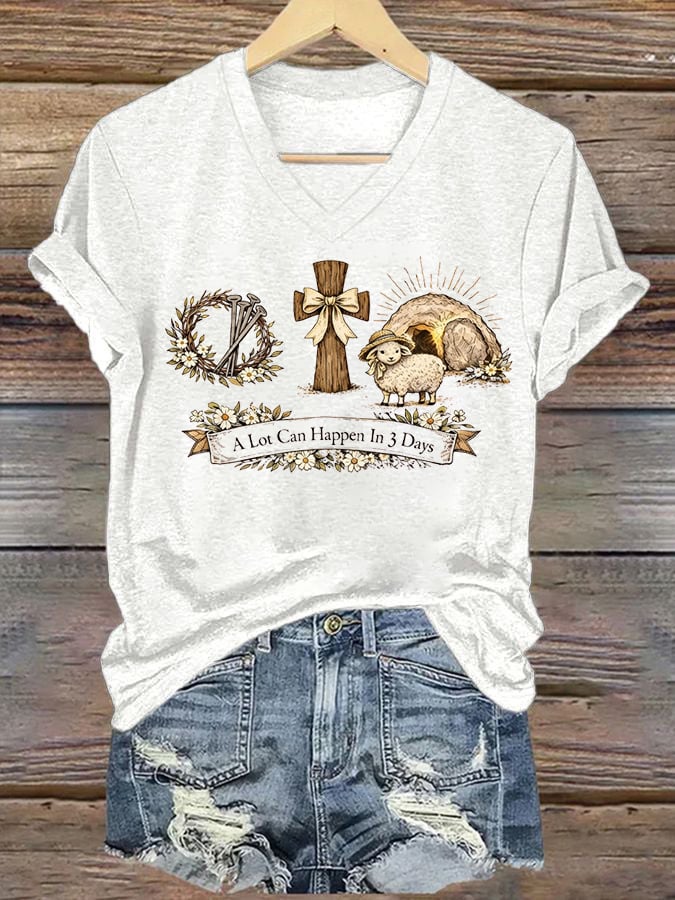 Women's A Lot Can Happen In 3 Days Printed Casual T-Shirt