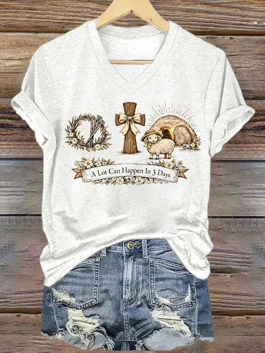 Women's A Lot Can Happen In 3 Days Printed Casual T-Shirt