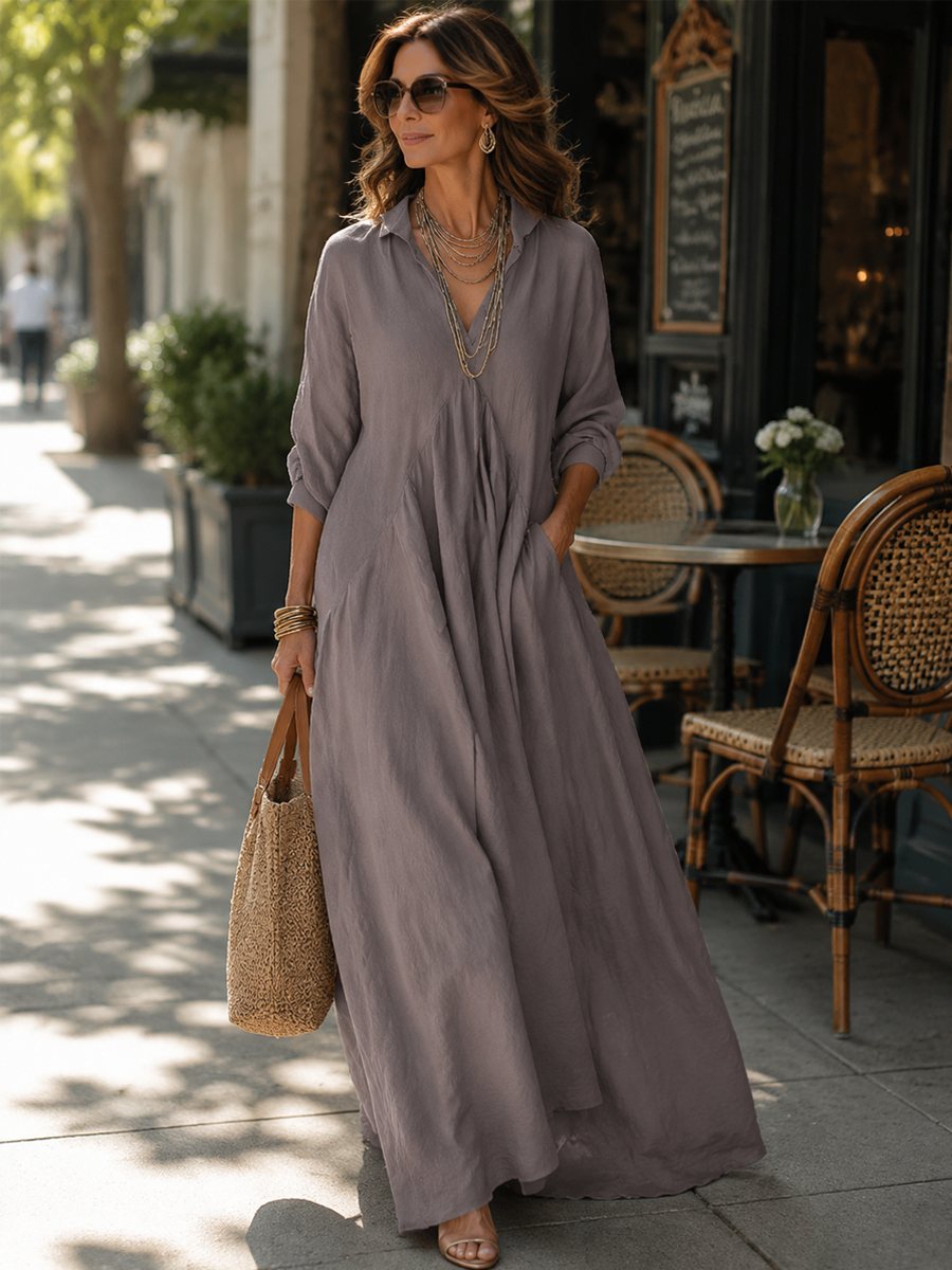 Bohemian Gray Linen Dress