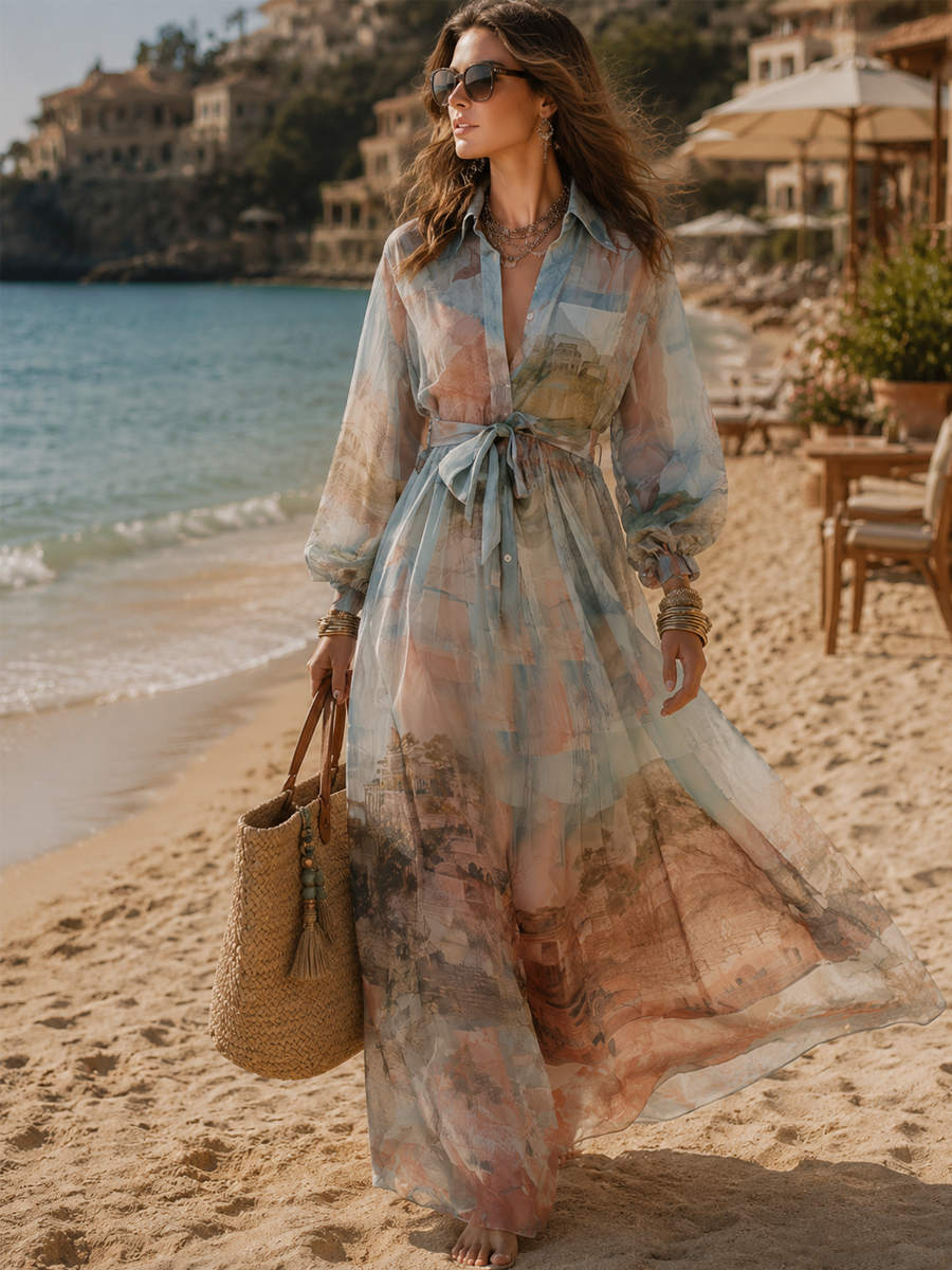 Baroque Blue Floral Maxi Dress
