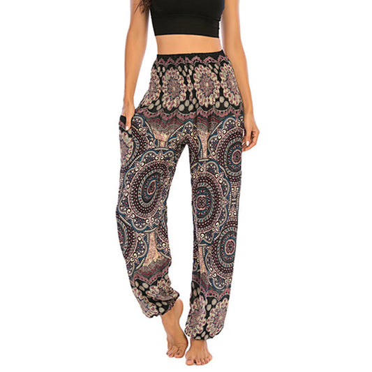 Boho Loose Round Geometric Pattern Harem Trousers Women's Yoga Pants