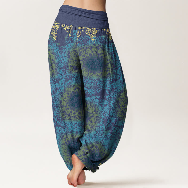 Cotton Triangular Mandala Patterns Women's Elastic Waist Harem Pants
