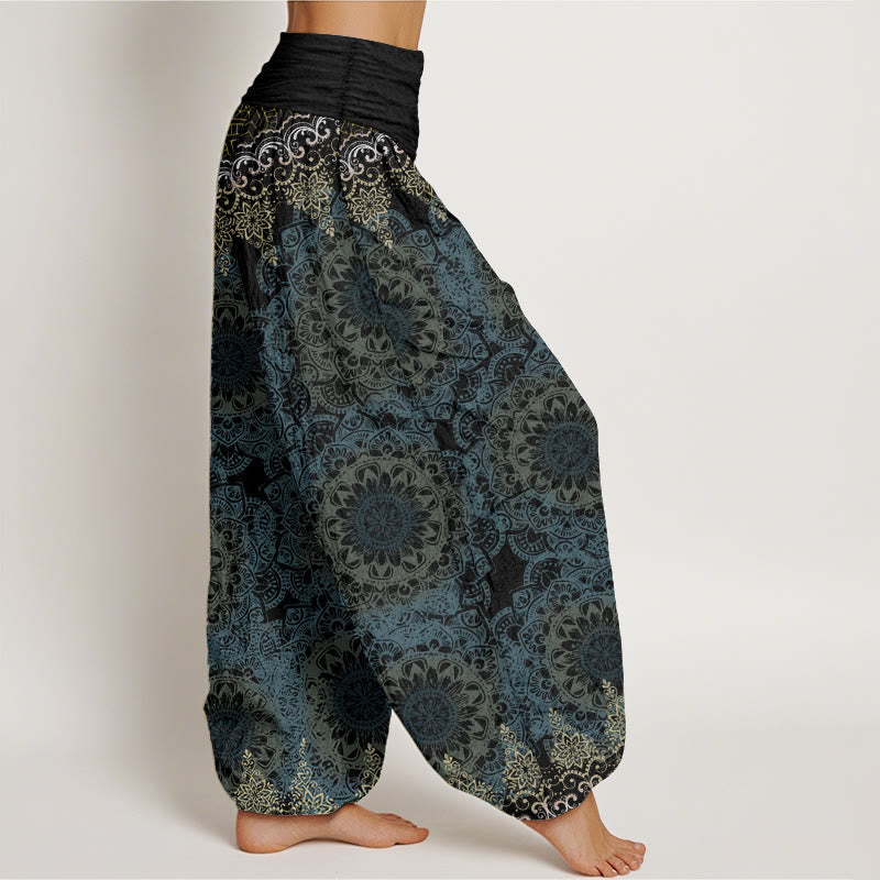 Cotton Triangular Mandala Patterns Women's Elastic Waist Harem Pants