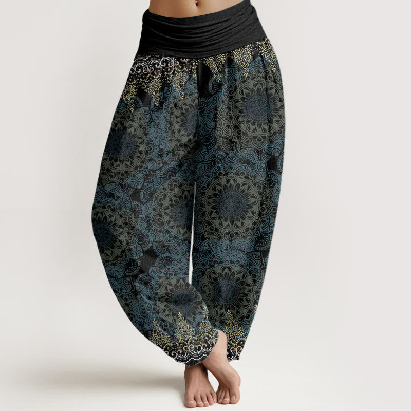 Cotton Triangular Mandala Patterns Women's Elastic Waist Harem Pants