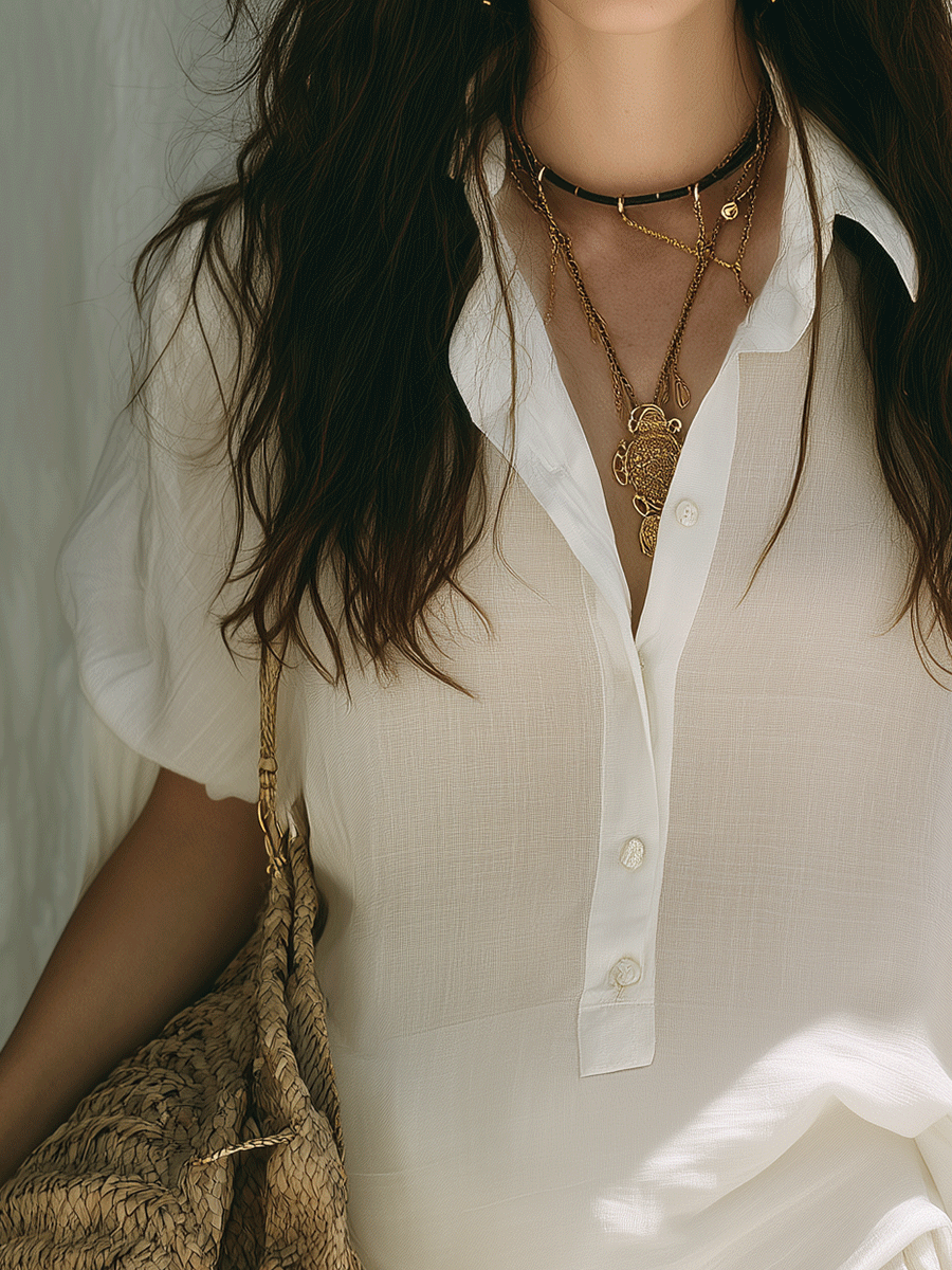 Soft And Breezy White Linen Button-Up Shirt