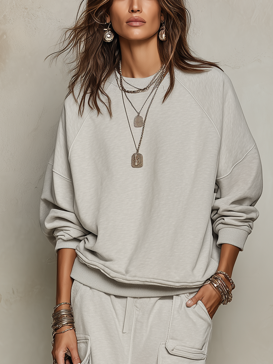 Relaxed Oatmeal Utility Skirt Set