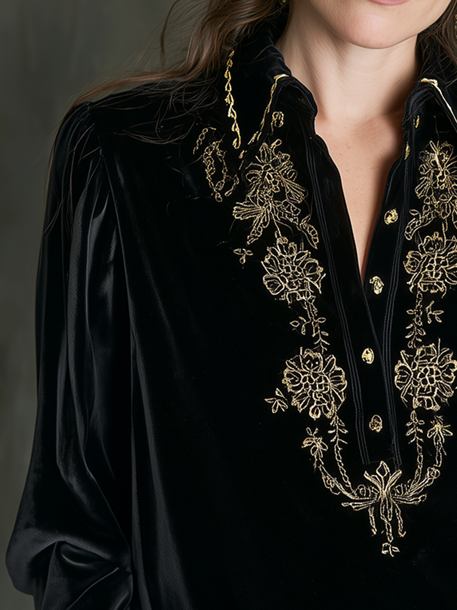 Luxurious Black Embroidered Blouse