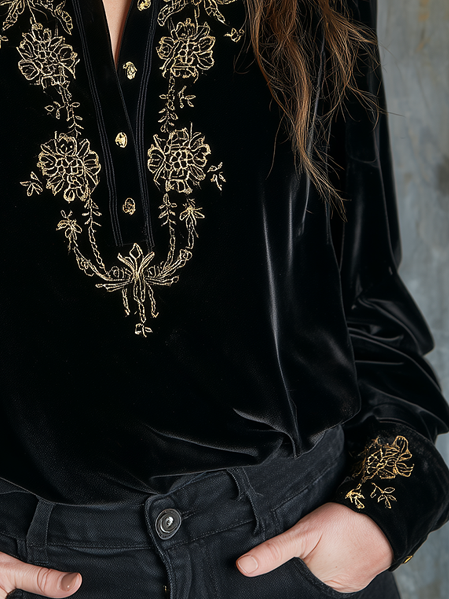 Luxurious Black Embroidered Blouse