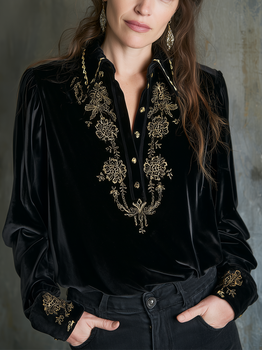Luxurious Black Embroidered Blouse