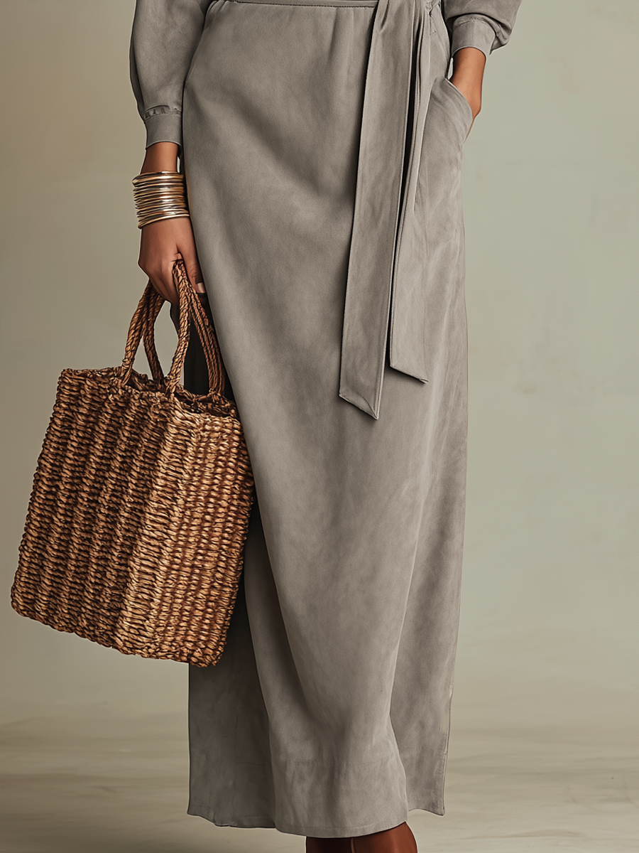 Refined Button Detail Wrap Dress