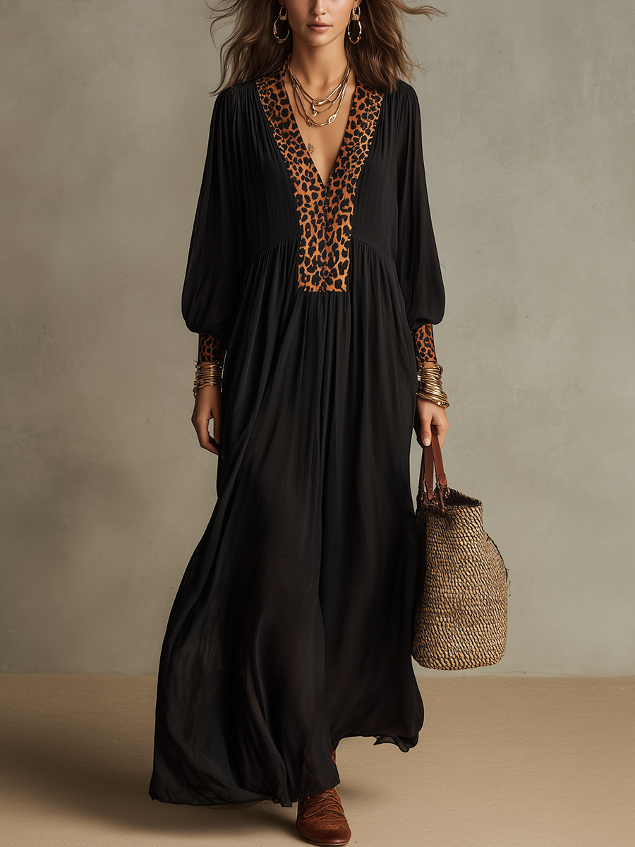 Classic Denim Blue Ruffle Zip Maxi Dress